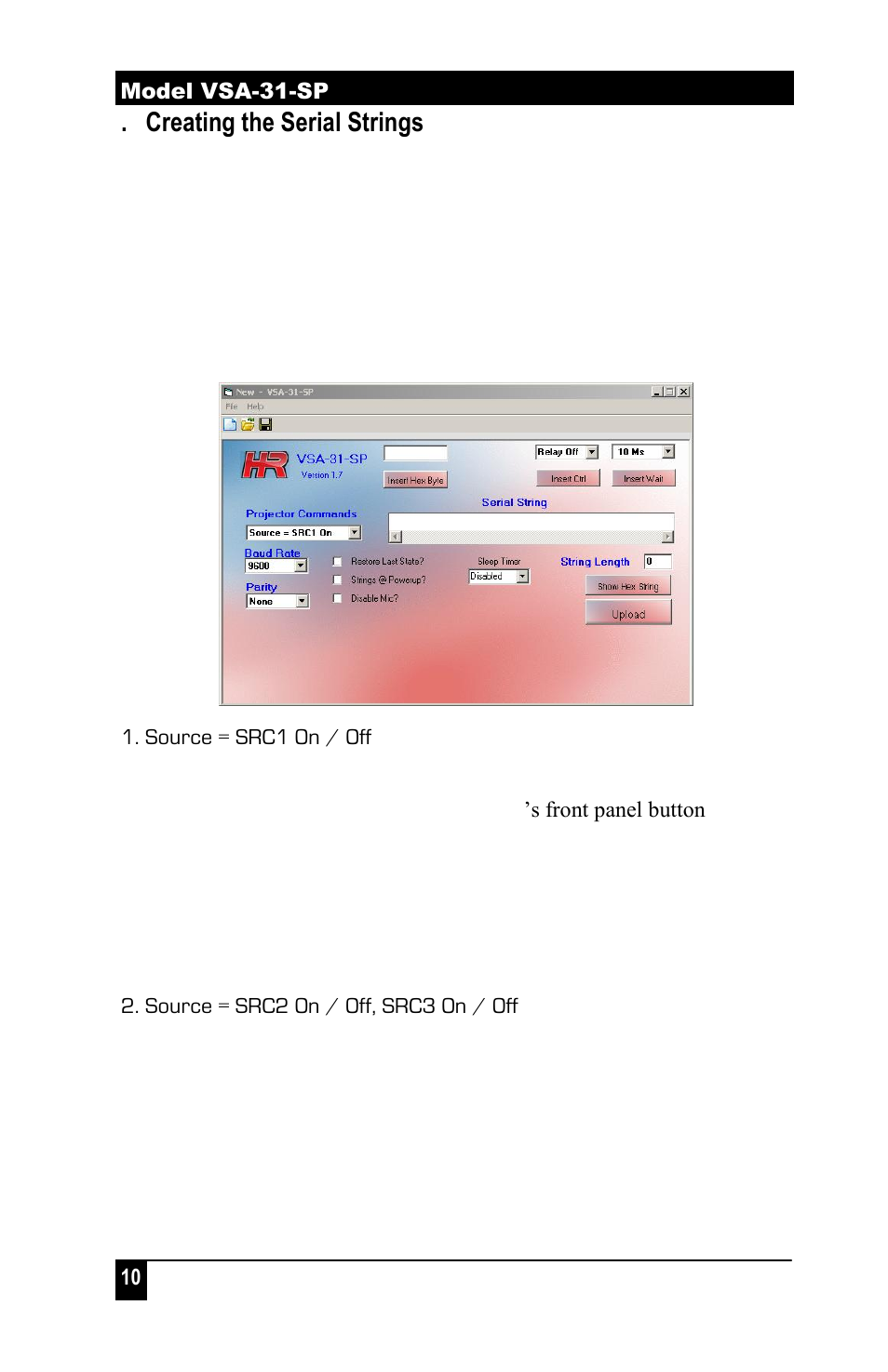 Creating the serial strings | Hall Research VSA-31-SP-W User Manual | Page 12 / 22