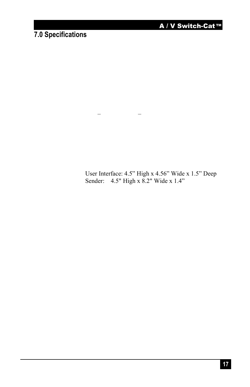 0 specifications | Hall Research VSA-31-SP-W User Manual | Page 19 / 22