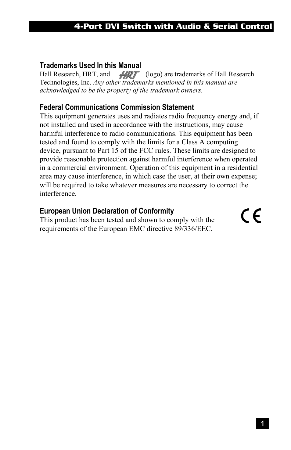 Hall Research DVS-4A User Manual | Page 3 / 24
