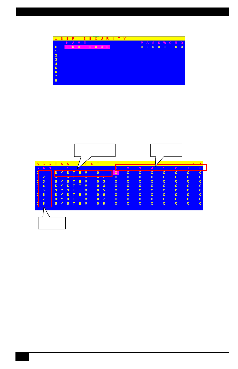 4 user security, 5 access list, 6 hotkey | 7 time settings, User security, Access list, Hotkey, Time settings | Hall Research KVM-U8 User Manual | Page 18 / 24