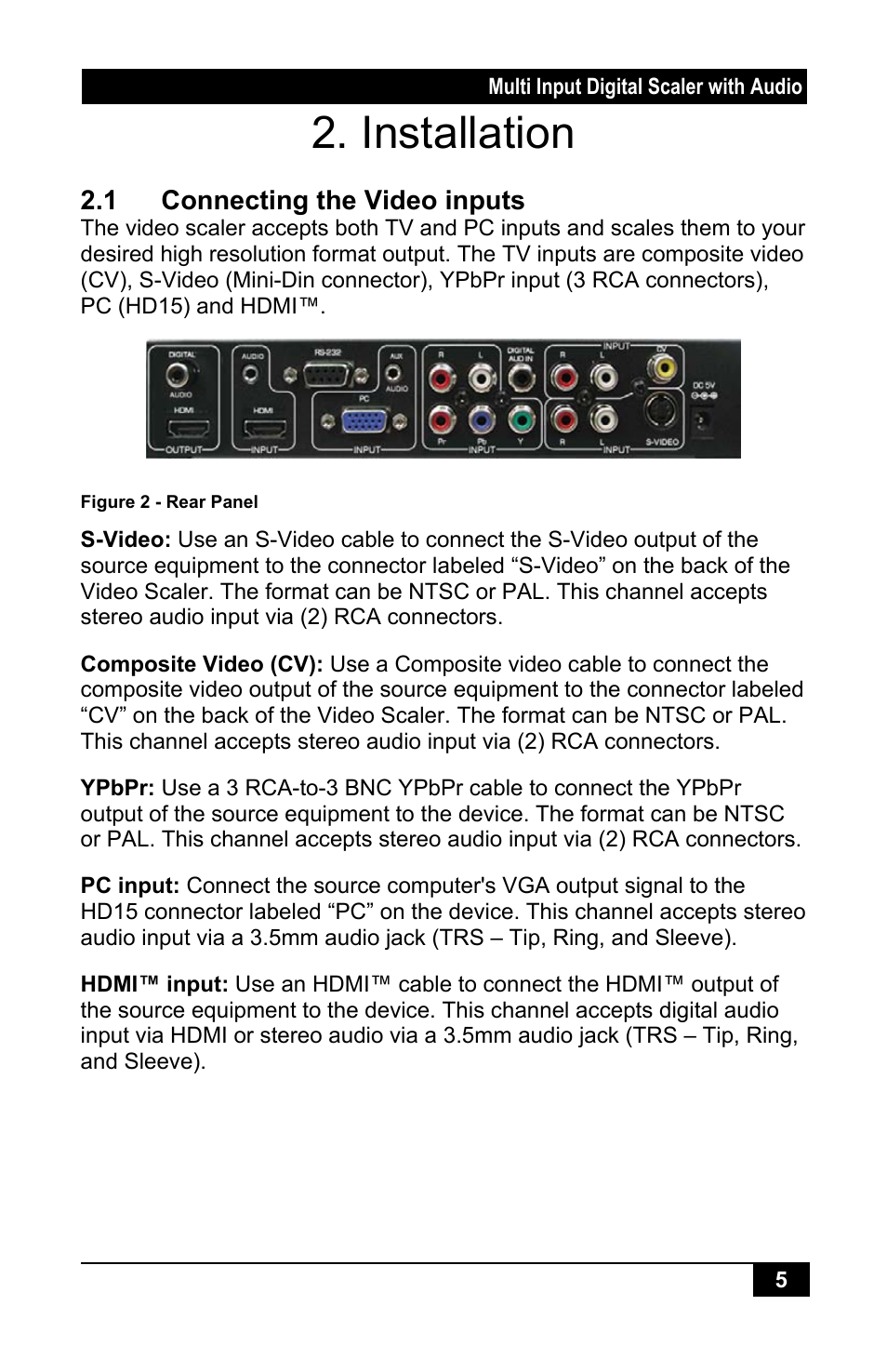 Installation | Hall Research SC-1080H User Manual | Page 7 / 24