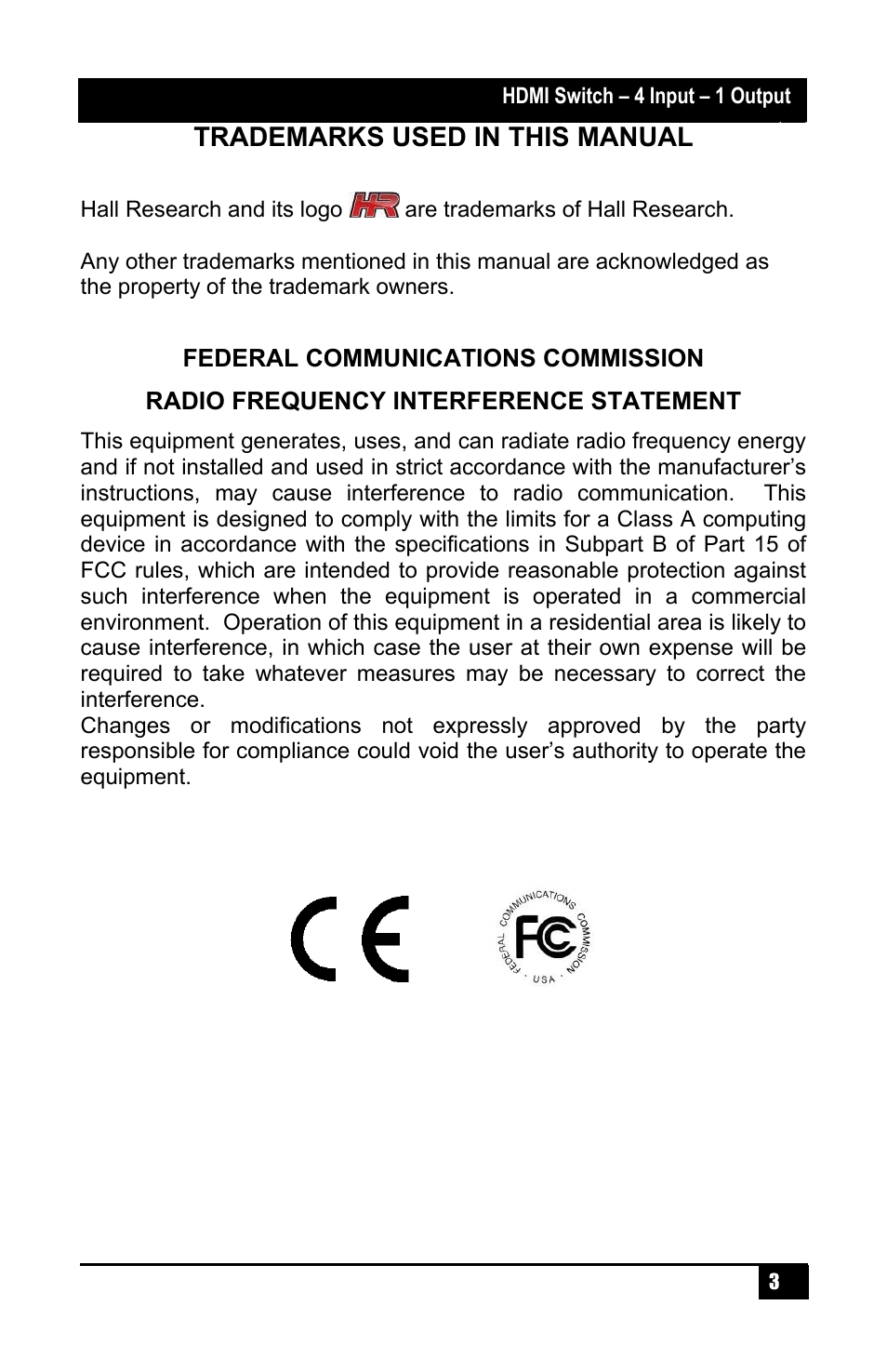 Hall Research SW-HDMI-4 User Manual | Page 3 / 8