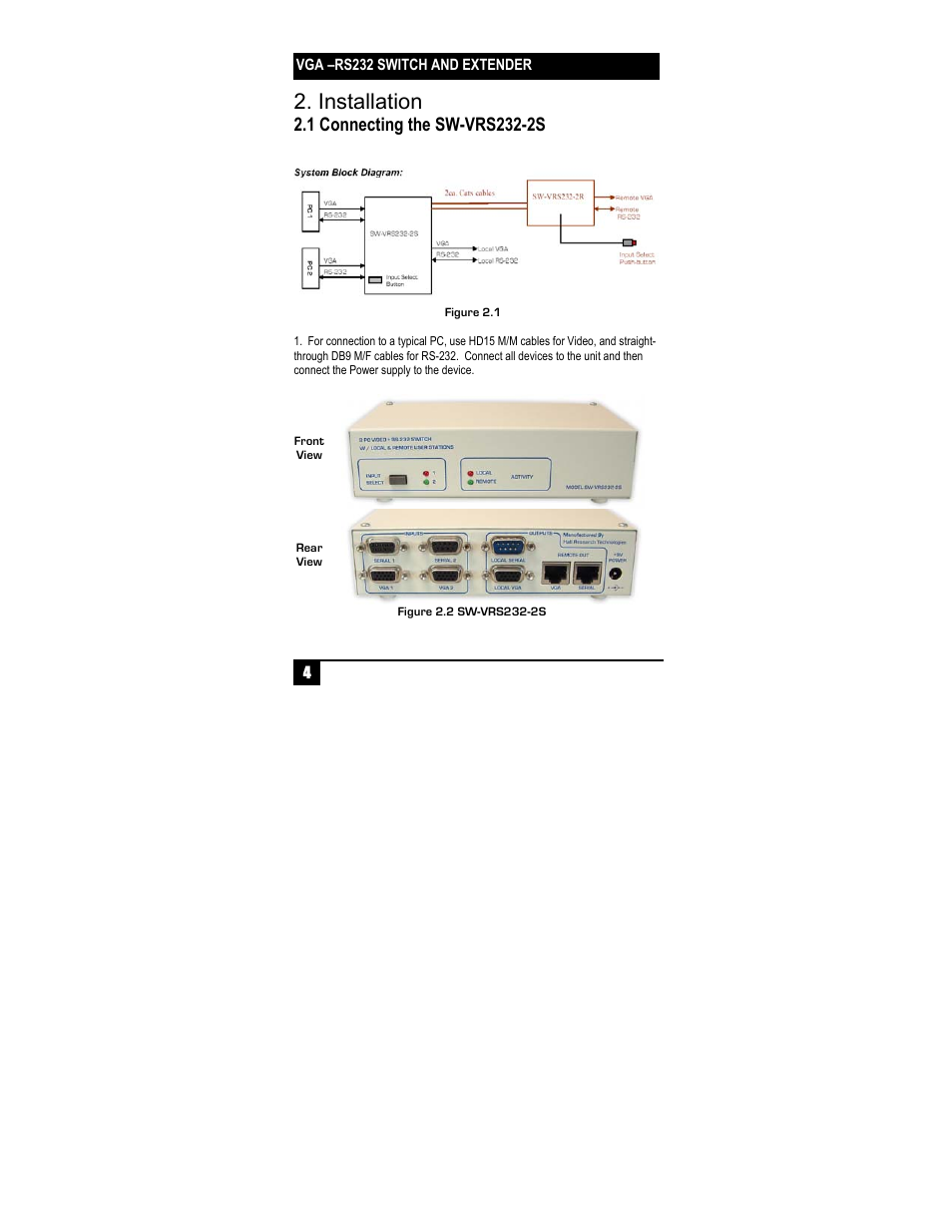 Installation | Hall Research SW-VRS232-2S User Manual | Page 6 / 16