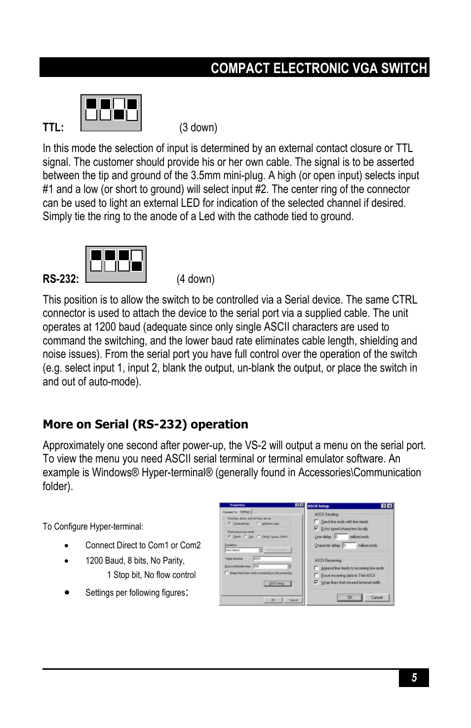 Compact electronic vga switch | Hall Research VS-2 User Manual | Page 7 / 12