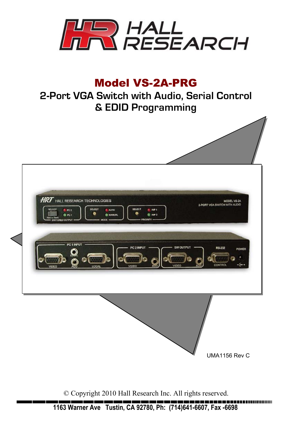 Hall Research VS-2A-PRG User Manual | 20 pages