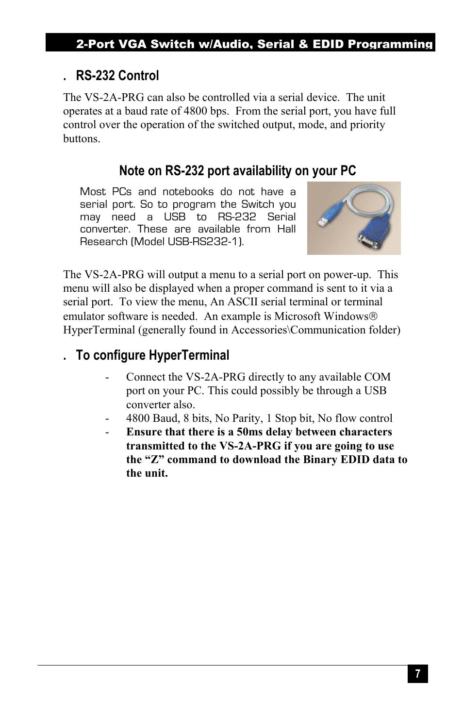 Hall Research VS-2A-PRG User Manual | Page 9 / 20