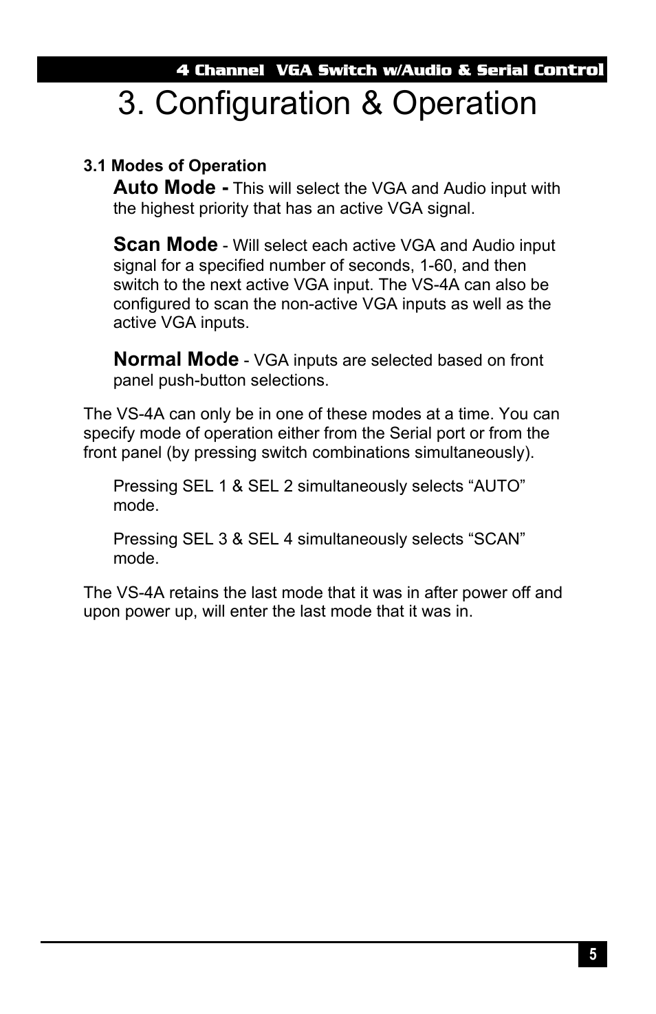 Configuration & operation | Hall Research VS-4A User Manual | Page 7 / 16