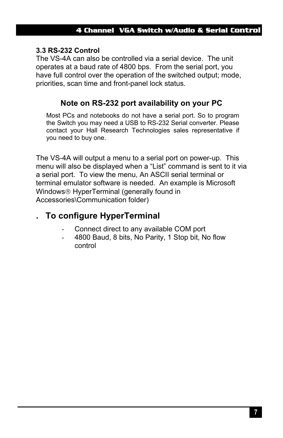 Hall Research VS-4A User Manual | Page 9 / 16
