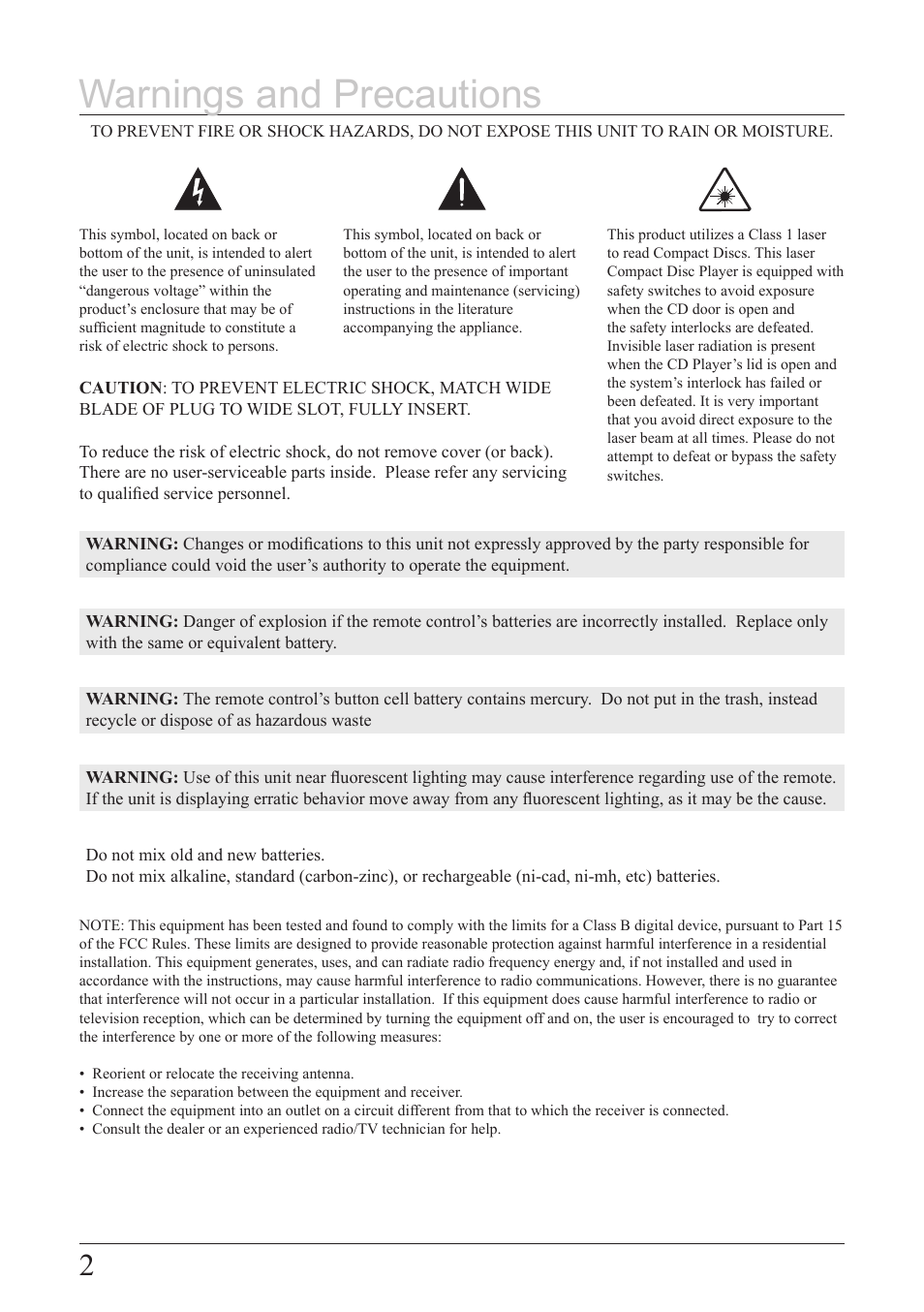 Warnings and precautions | Hamilton Buhl MV-8920 User Manual | Page 2 / 12