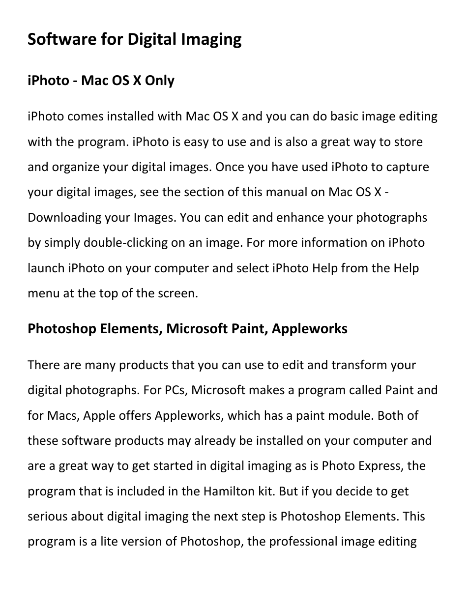 Software for digital imaging | Hamilton Buhl Hamilton DC2 Curriculum User Manual | Page 7 / 18