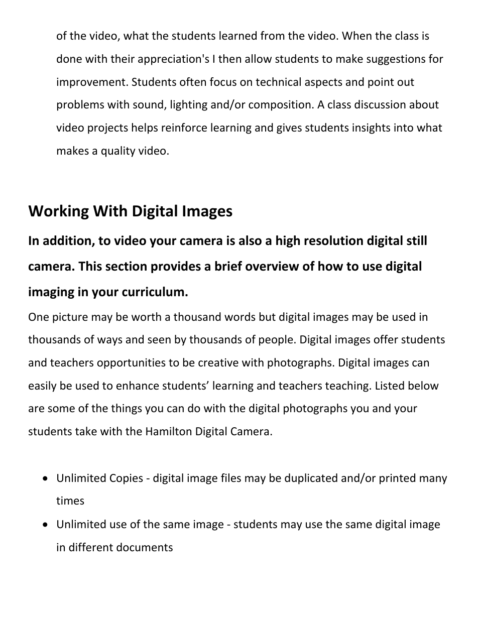 Working with digital images | Hamilton Buhl Hamilton HDV5200 Curriculum User Manual | Page 11 / 20