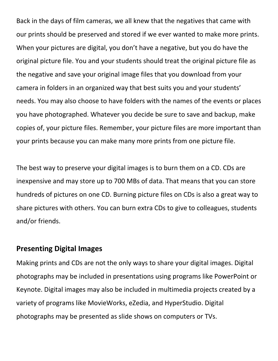 Presenting digital images | Hamilton Buhl Hamilton HDV5200 Curriculum User Manual | Page 13 / 20