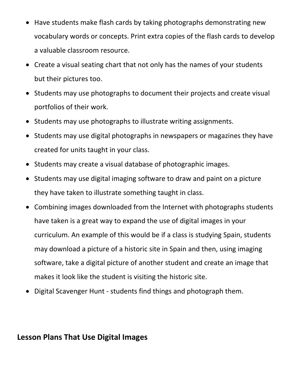 Lesson plans that use digital images | Hamilton Buhl Hamilton HDV5200 Curriculum User Manual | Page 15 / 20