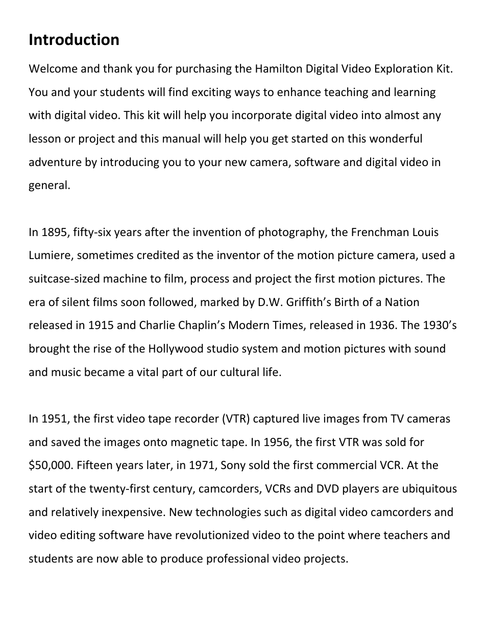 Introduction | Hamilton Buhl Hamilton HDV5200 Curriculum User Manual | Page 2 / 20