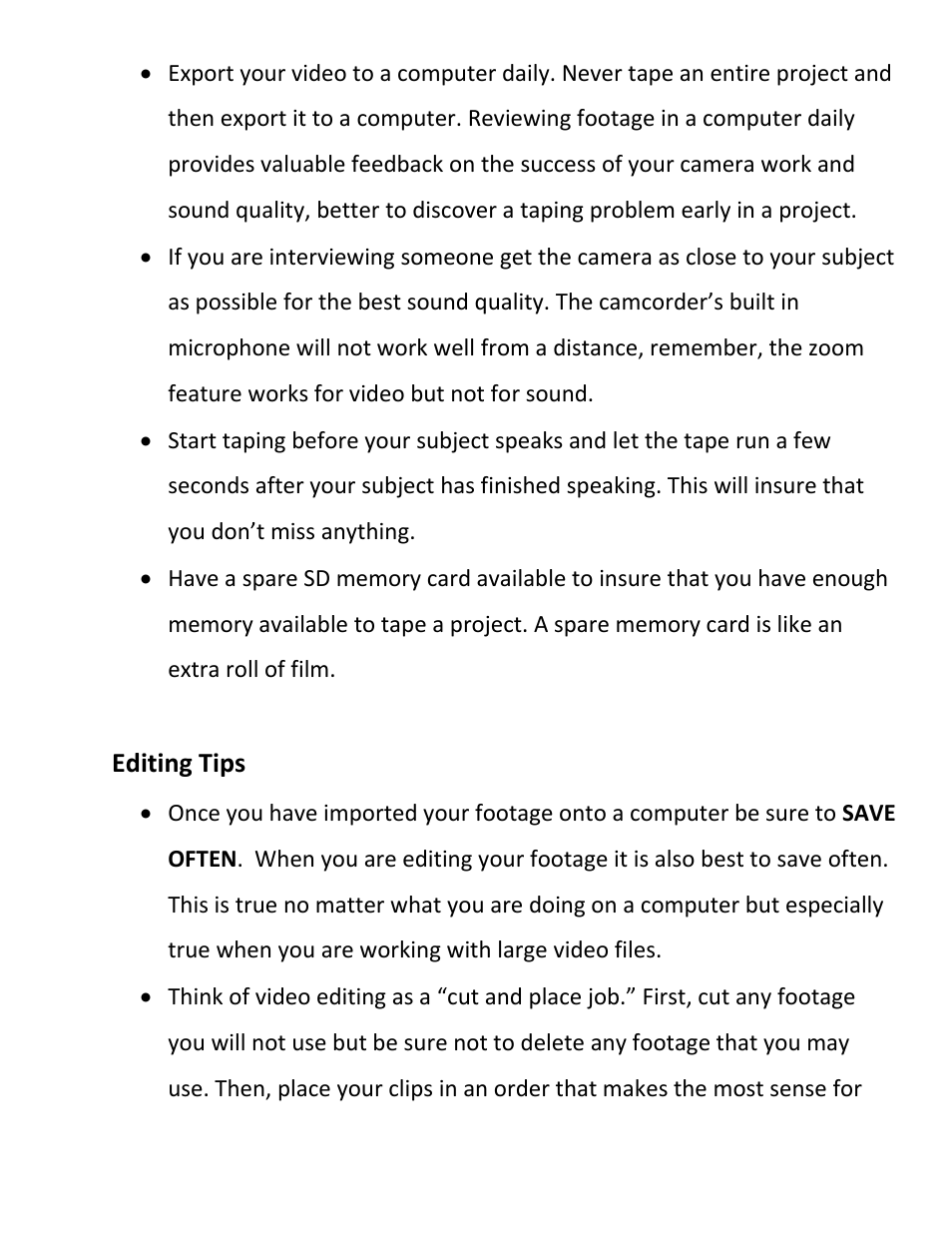 Editing tips | Hamilton Buhl Hamilton HDV5200 Curriculum User Manual | Page 4 / 20