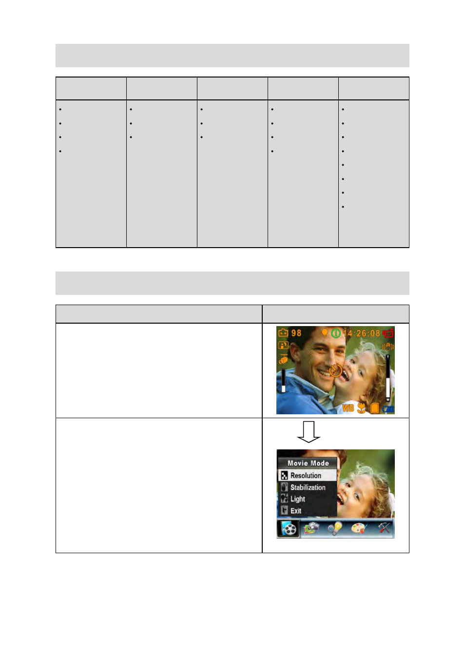 Options for record menu, Operations for record mode | Hamilton Buhl HDV5200 User Manual | Page 12 / 56