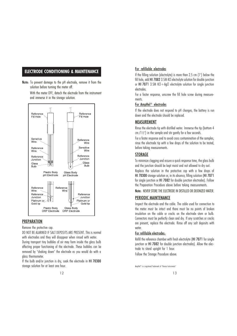 Electrode conditioning & maintenance | Hanna Instruments pH 211R User Manual | Page 7 / 13