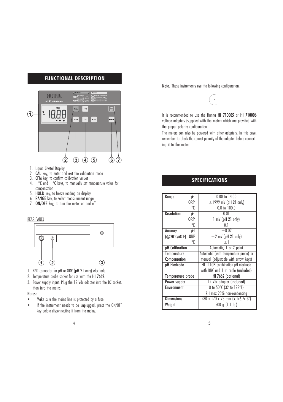 Hanna Instruments pH 20 User Manual | Page 3 / 9