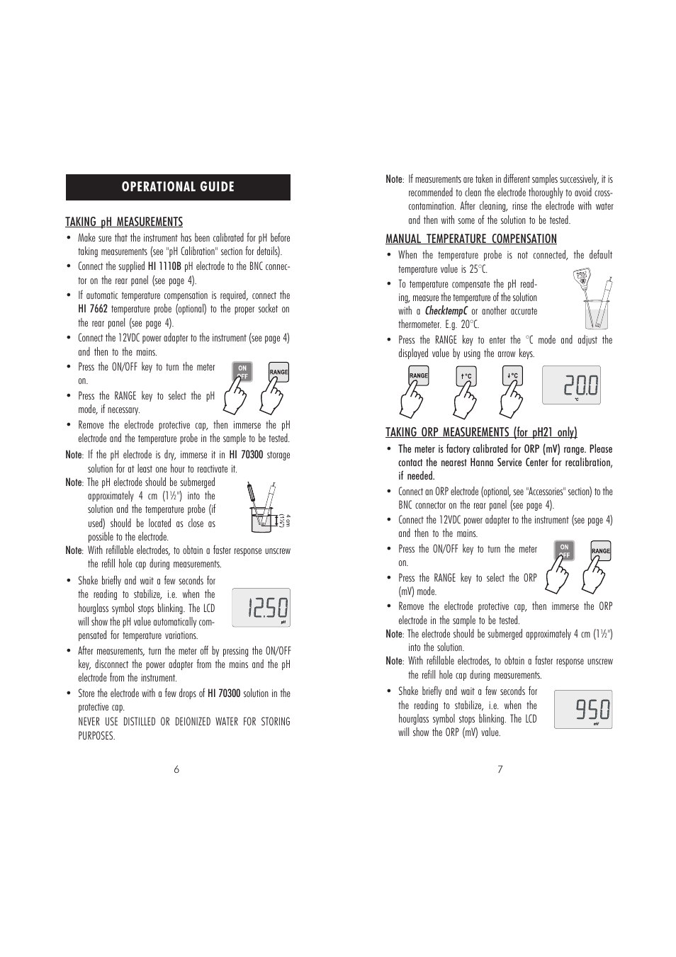 Hanna Instruments pH 20 User Manual | Page 4 / 9