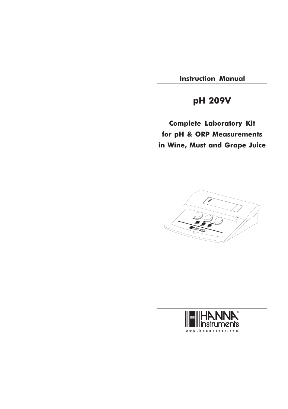 Hanna Instruments pH 209V User Manual | 9 pages