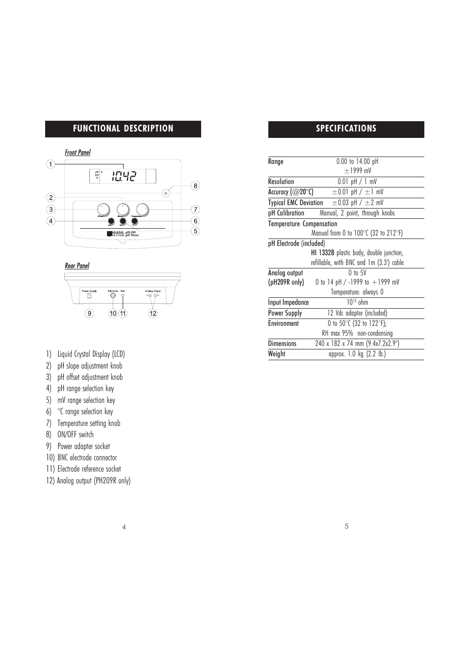 Hanna Instruments pH 209 User Manual | Page 3 / 13