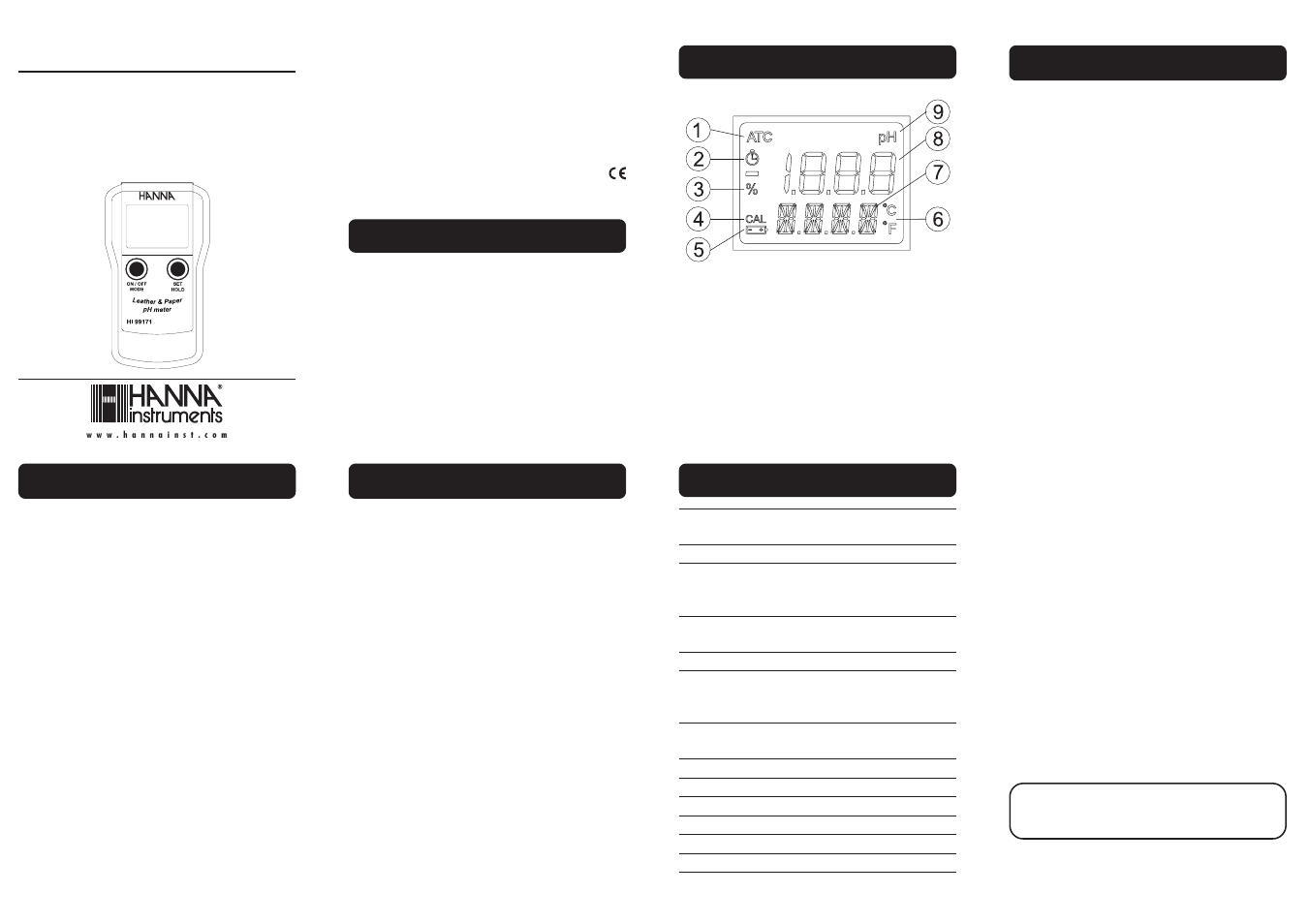 Hanna Instruments HI 99171 User Manual | 2 pages