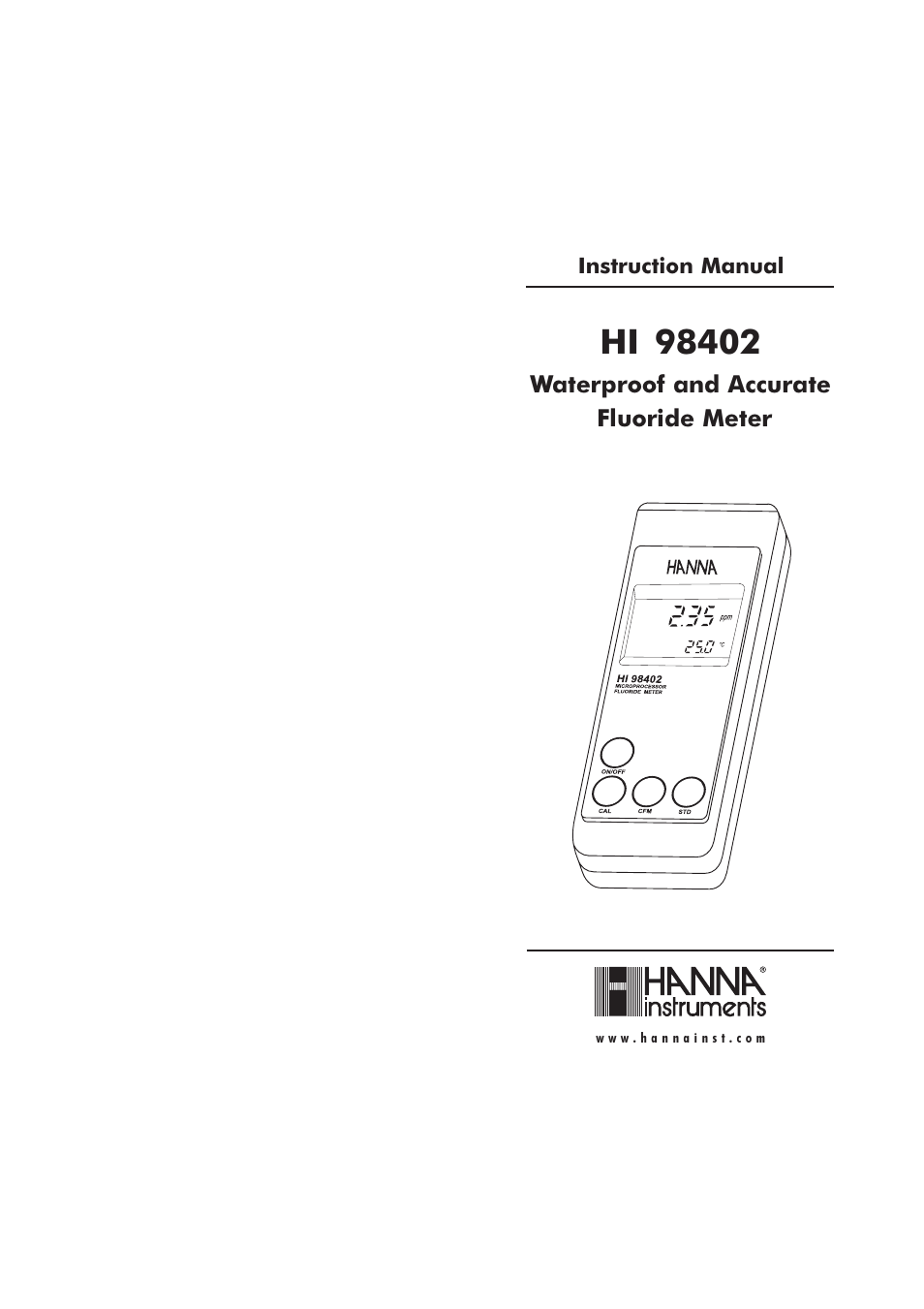 Hanna Instruments HI 98402 User Manual | 9 pages