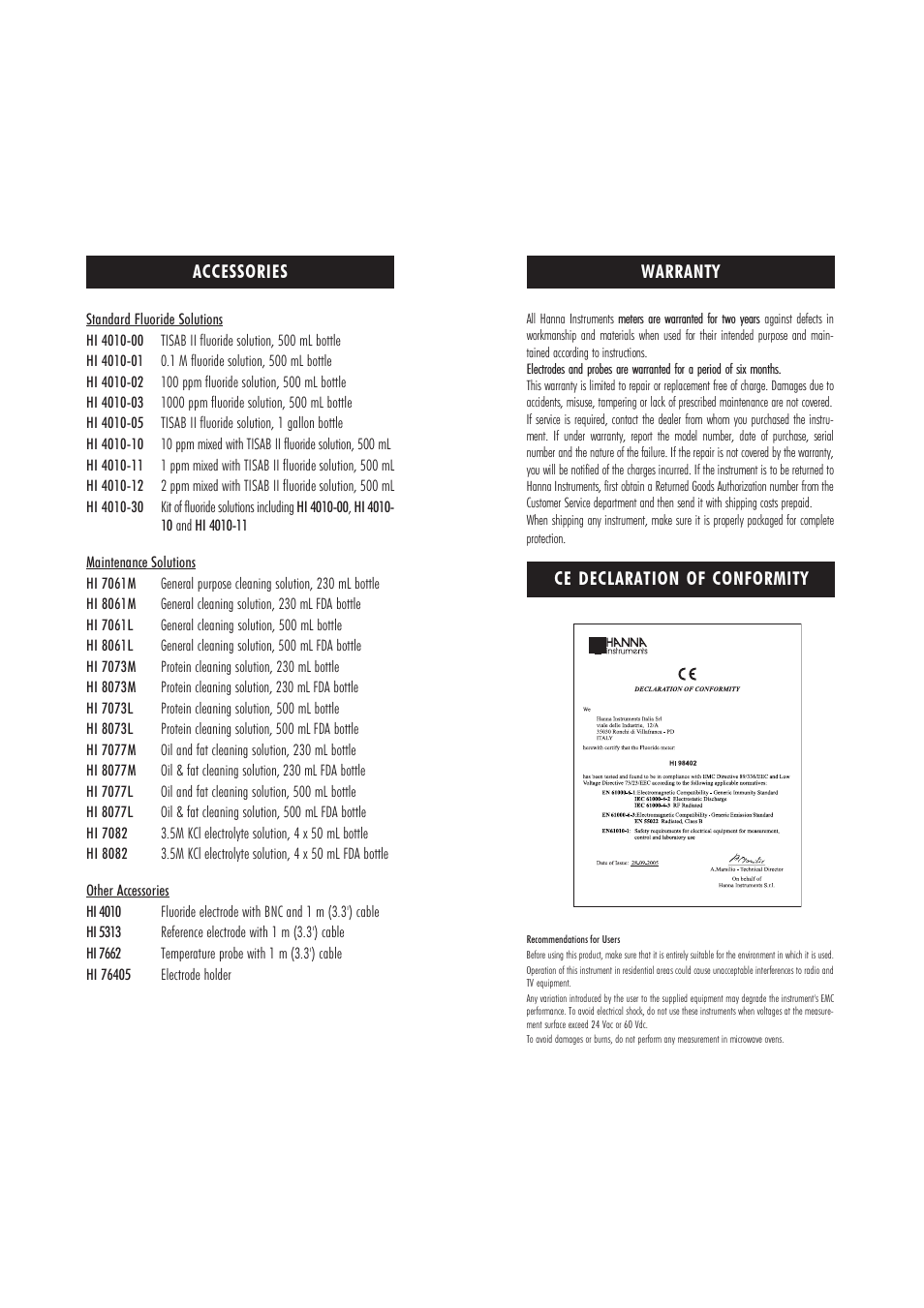 Hanna Instruments HI 98402 User Manual | Page 8 / 9