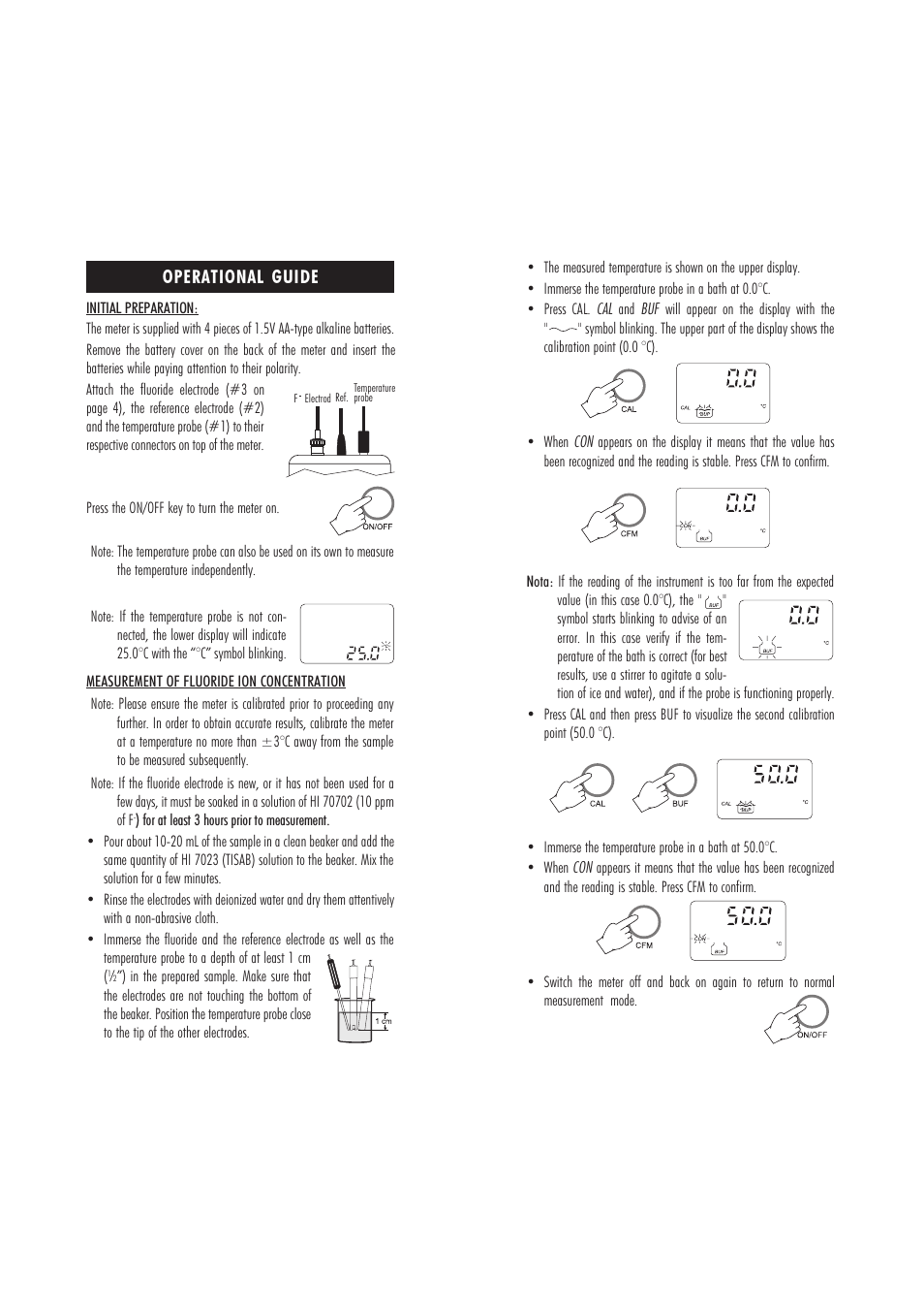Operational guide | Hanna Instruments HI 98401 User Manual | Page 6 / 8