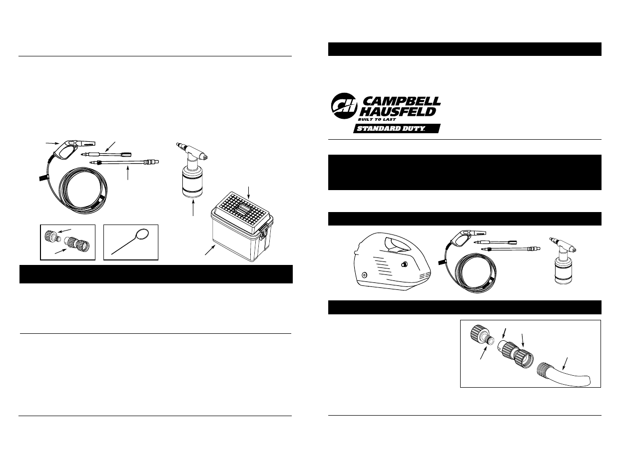 Electric pressure washer, Garden hose connection instructions, Specifications | Assembly instructions | Campbell Hausfeld PW1345B User Manual | Page 12 / 12