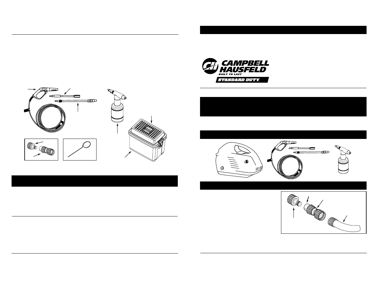 Hidrolavadora eléctrica, Conexión de la manugera de jardín especificaciones, Instrucciones de montaje | Replacement parts list | Campbell Hausfeld PW1345B User Manual | Page 4 / 12