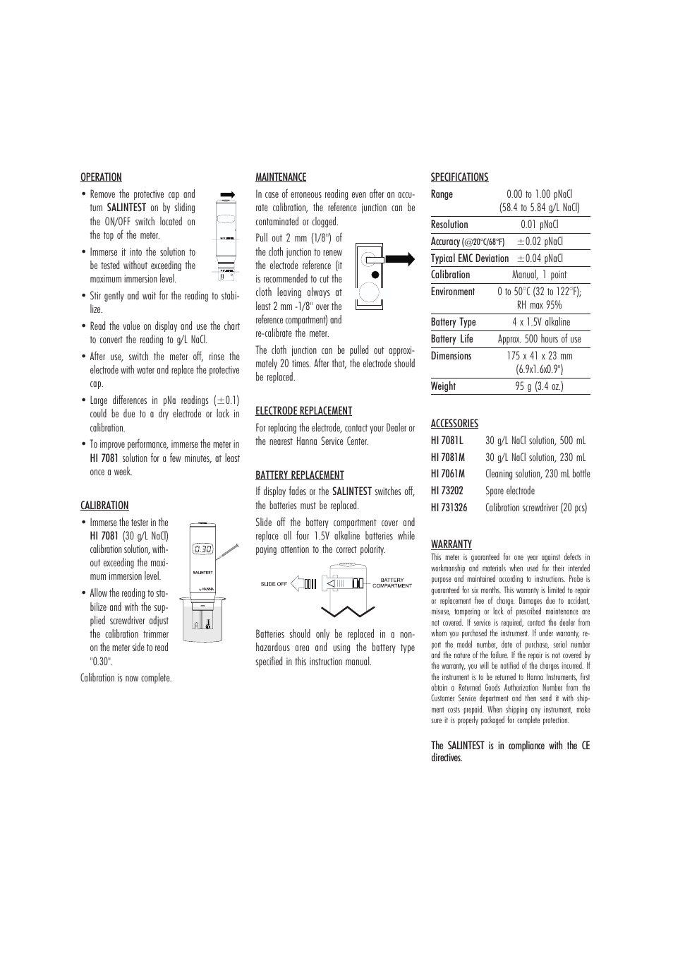 Hanna Instruments HI 98203 User Manual | Page 2 / 2