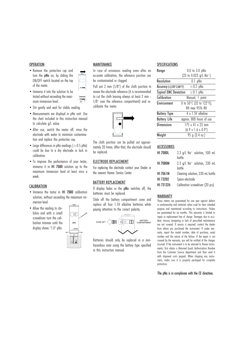Hanna Instruments HI 98202 User Manual | Page 2 / 2