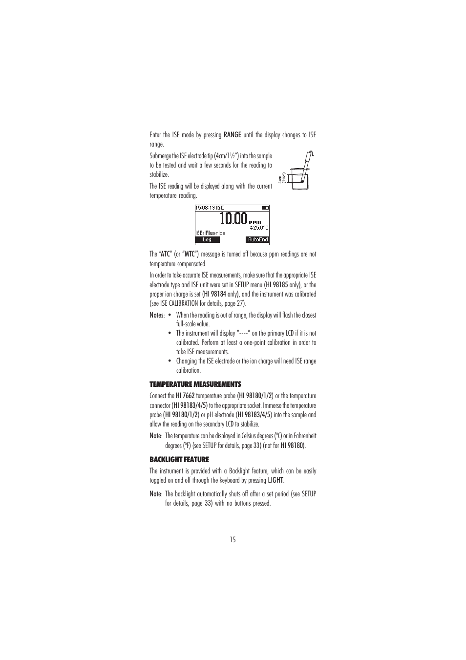 Hanna Instruments HI 98180 User Manual | Page 15 / 72