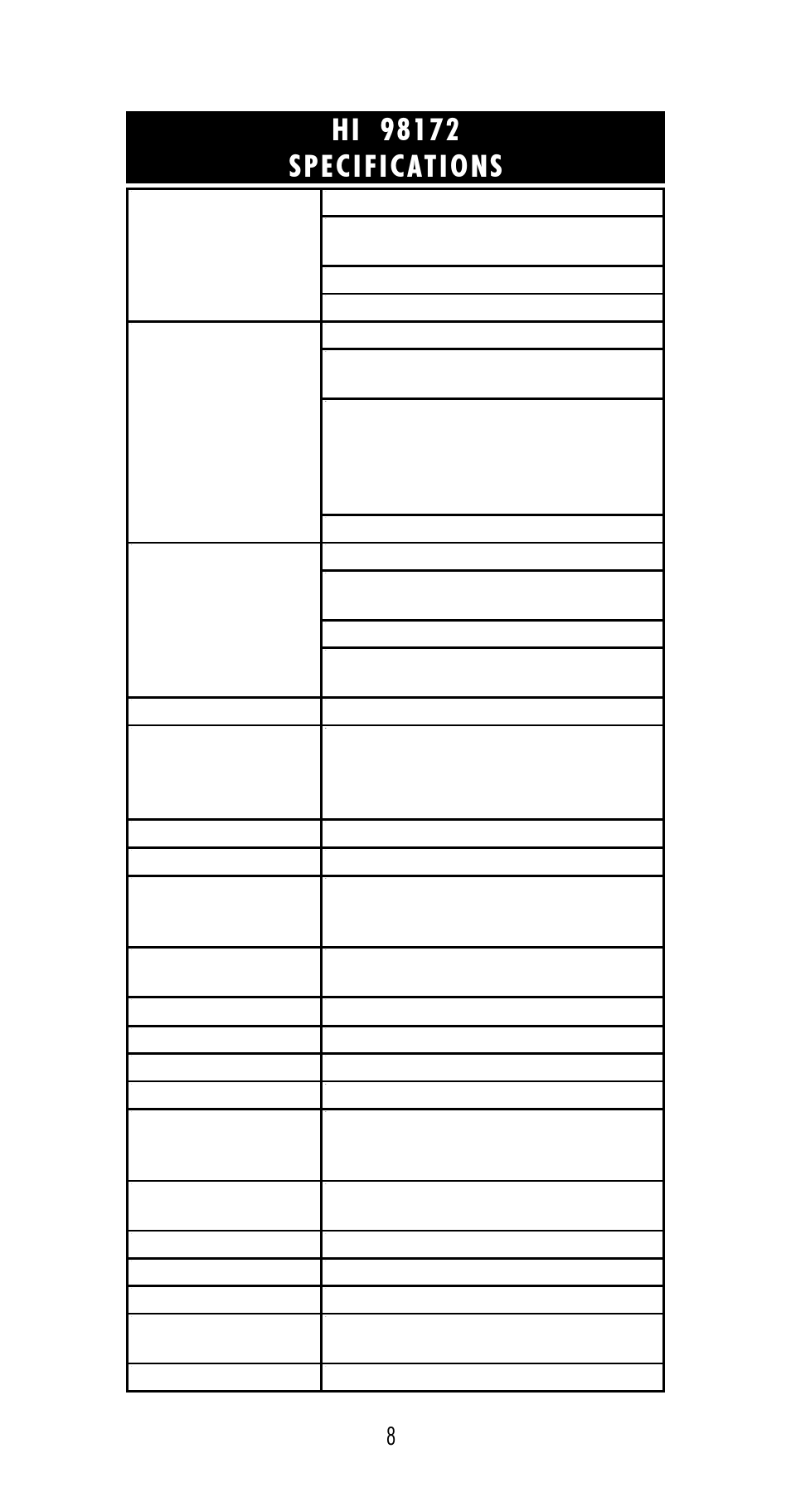 Hanna Instruments HI 98170 User Manual | Page 8 / 52