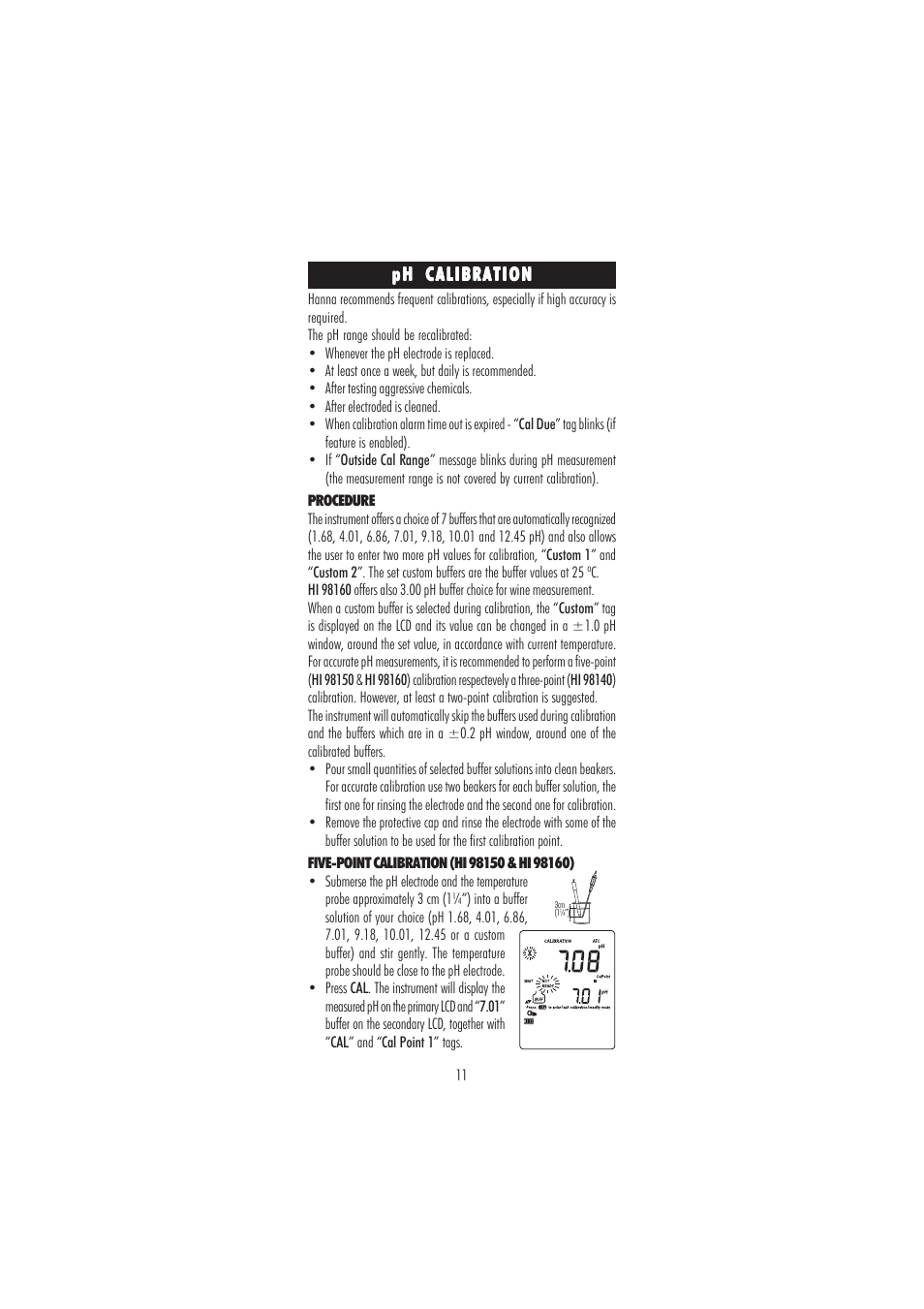 Hanna Instruments HI 98160 User Manual | Page 11 / 48