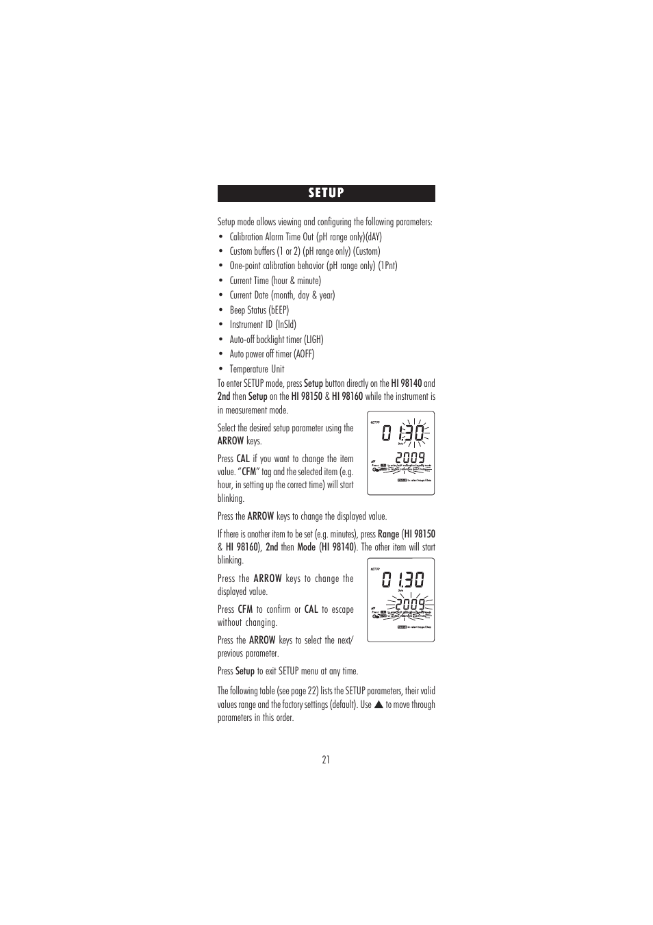 Hanna Instruments HI 98160 User Manual | Page 21 / 48