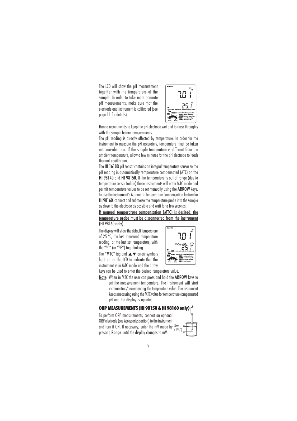 Hanna Instruments HI 98160 User Manual | Page 9 / 48