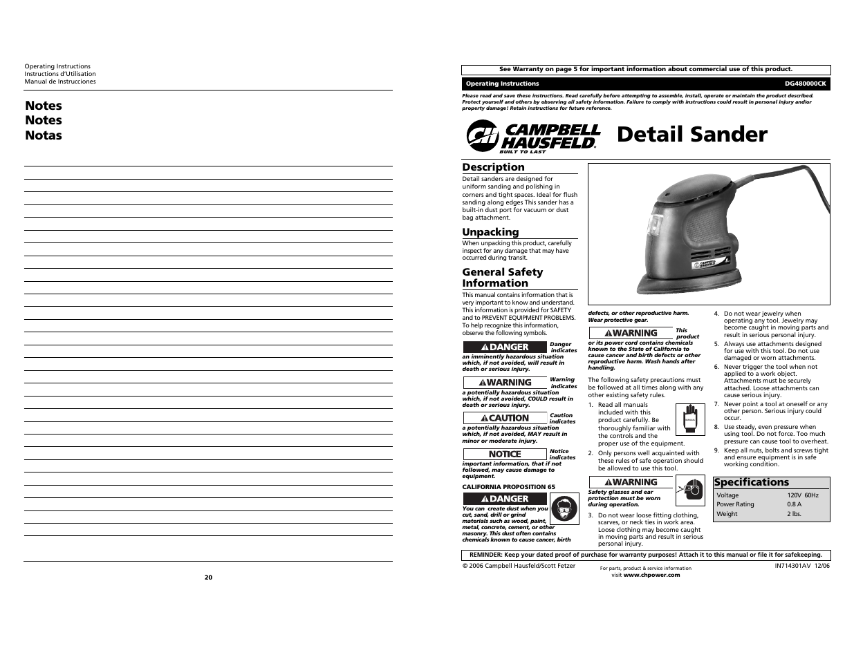 Campbell Hausfeld DG480000CK User Manual | 10 pages