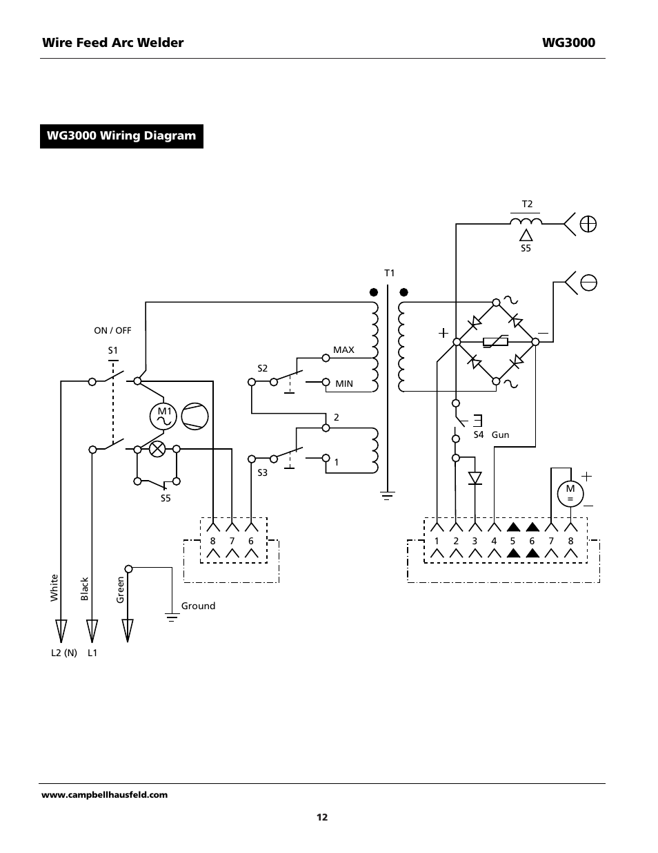 Wire feed arc welder wg3000 | Campbell Hausfeld WG3060 User Manual | Page 12 / 48