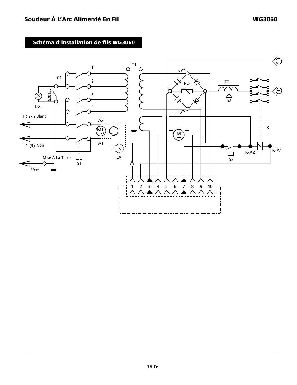 Soudeur à l’arc alimenté en fil wg3060, Schéma d’installation de fils wg3060 | Campbell Hausfeld WG3060 User Manual | Page 29 / 48