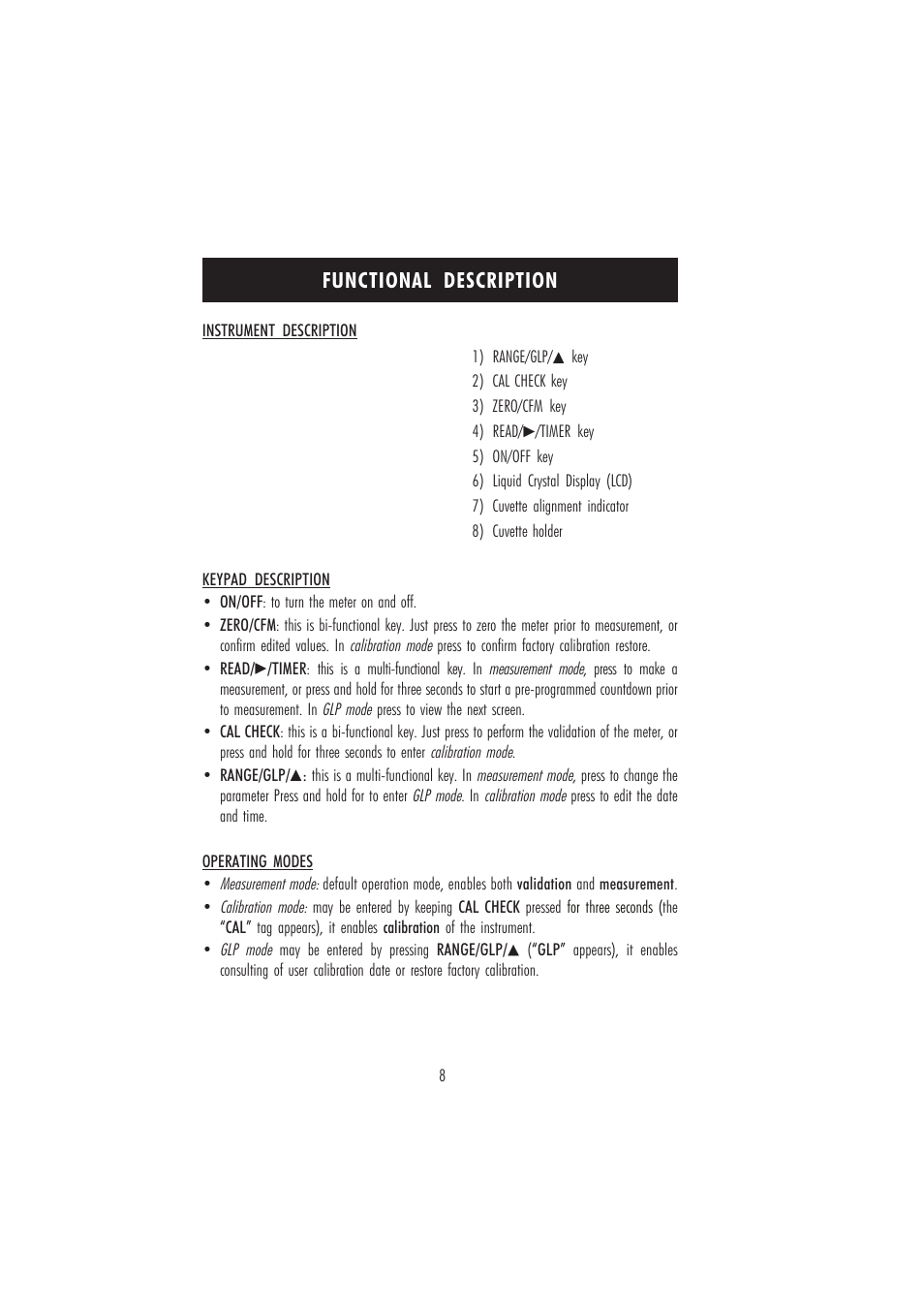 Functional description | Hanna Instruments HI 96104 User Manual | Page 8 / 28