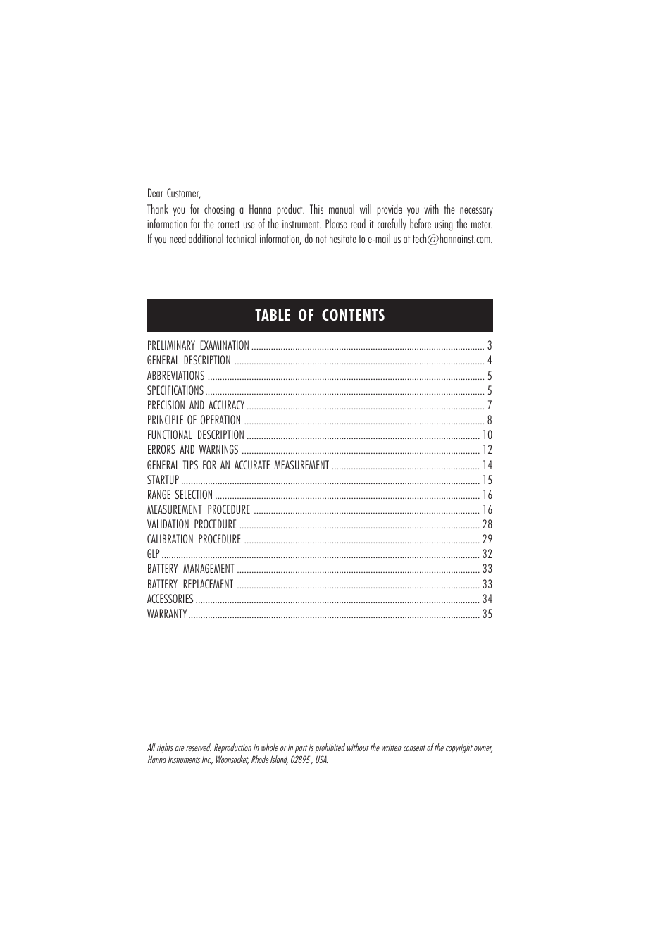 Hanna Instruments HI 96101 User Manual | Page 2 / 36