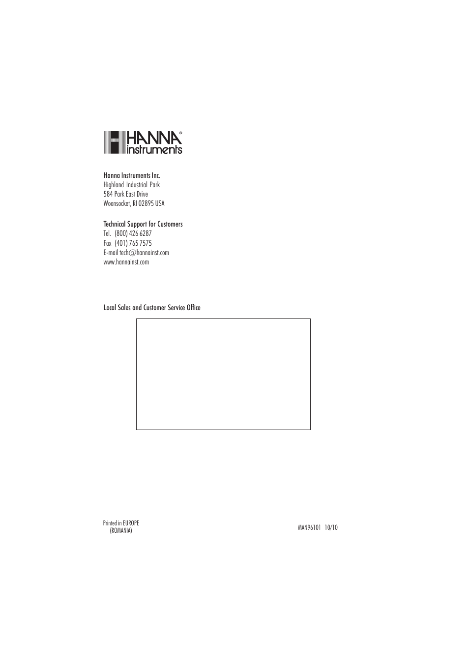 Hanna Instruments HI 96101 User Manual | Page 36 / 36