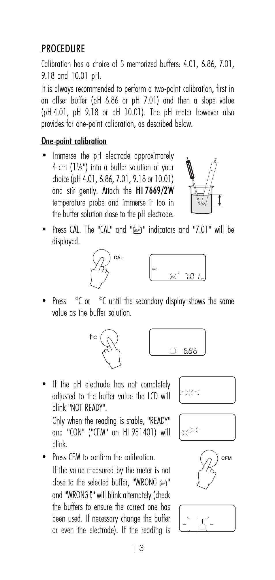 Procedure | Hanna Instruments HI 9321 User Manual | Page 13 / 36