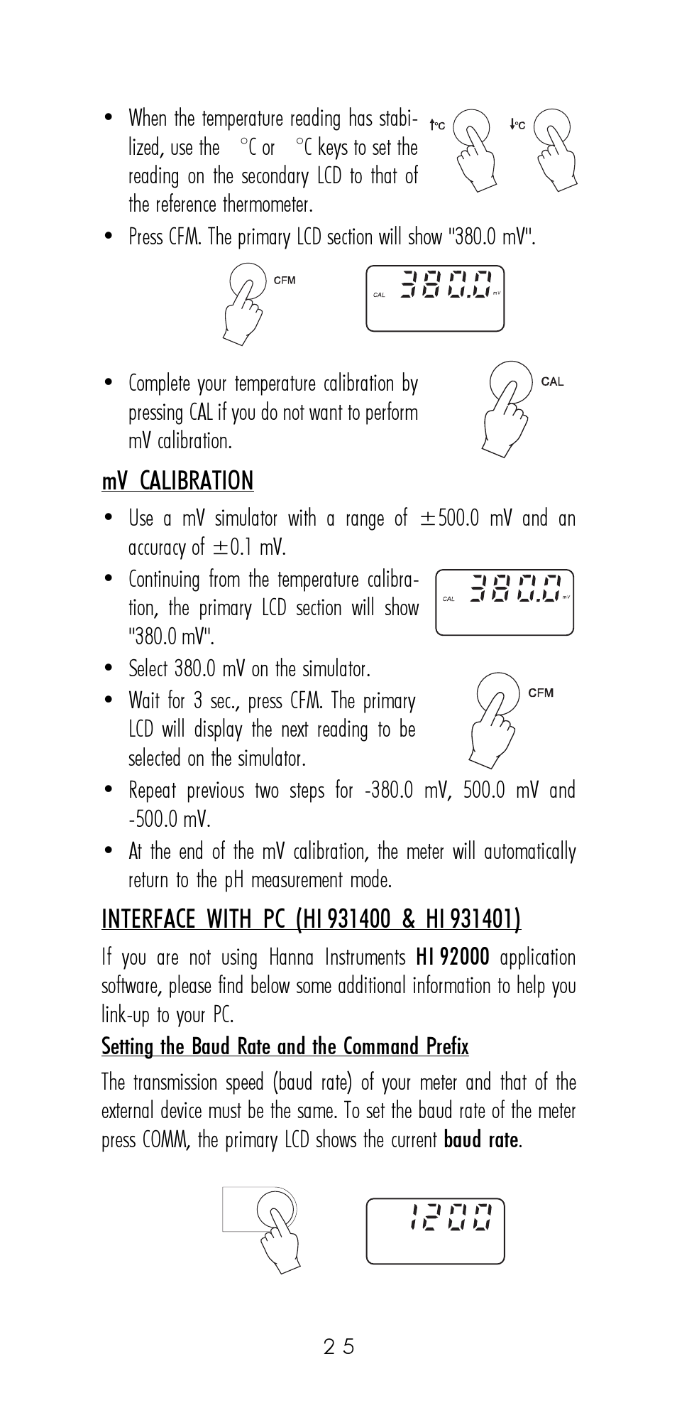 Mv calibration | Hanna Instruments HI 9321 User Manual | Page 25 / 36