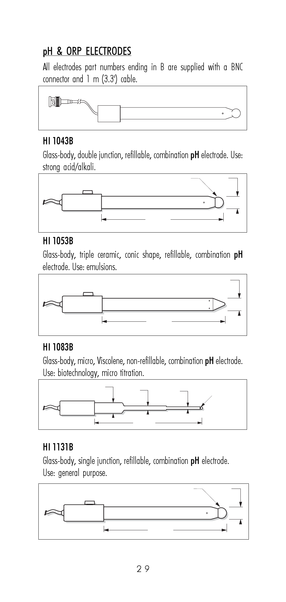 Ph & orp electrodes | Hanna Instruments HI 9321 User Manual | Page 29 / 36