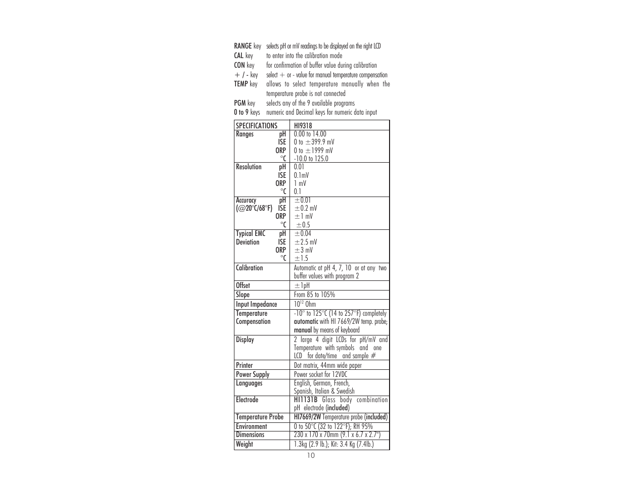 Hanna Instruments HI 9017 User Manual | Page 10 / 64