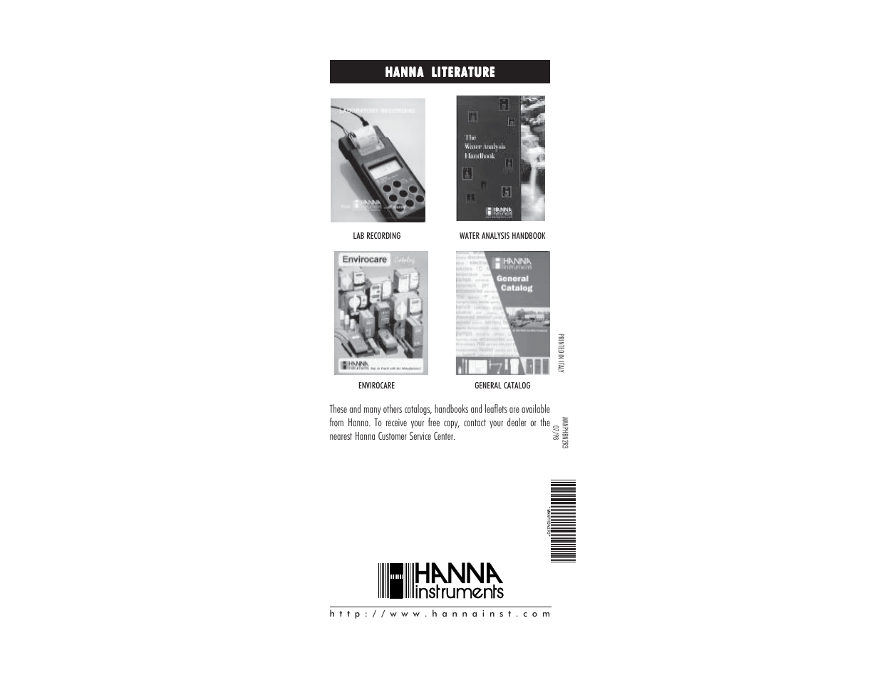 Hanna Instruments HI 9017 User Manual | Page 64 / 64
