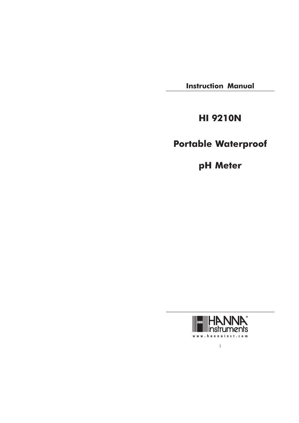 Hanna Instruments HI 9210N User Manual | 7 pages